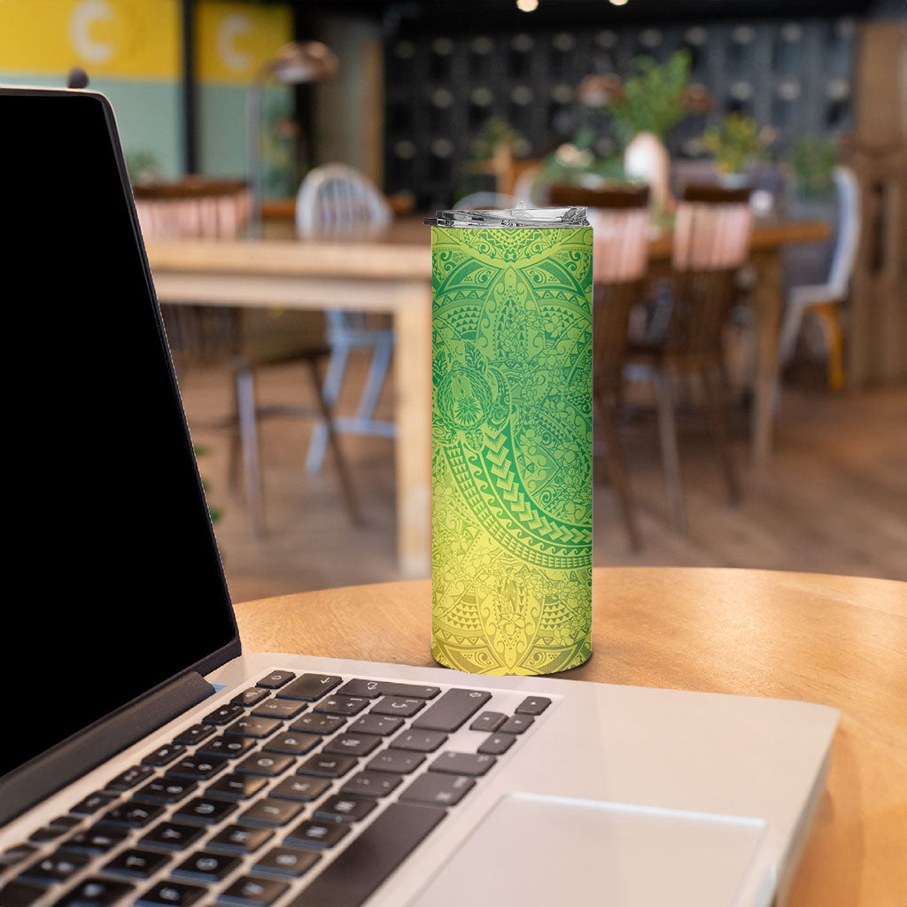 Hawaiian Turtles and Leis Skinny Tumbler Tribal Kakau Pattern Fresh Summer Vibe LT03 - Polynesian Pride