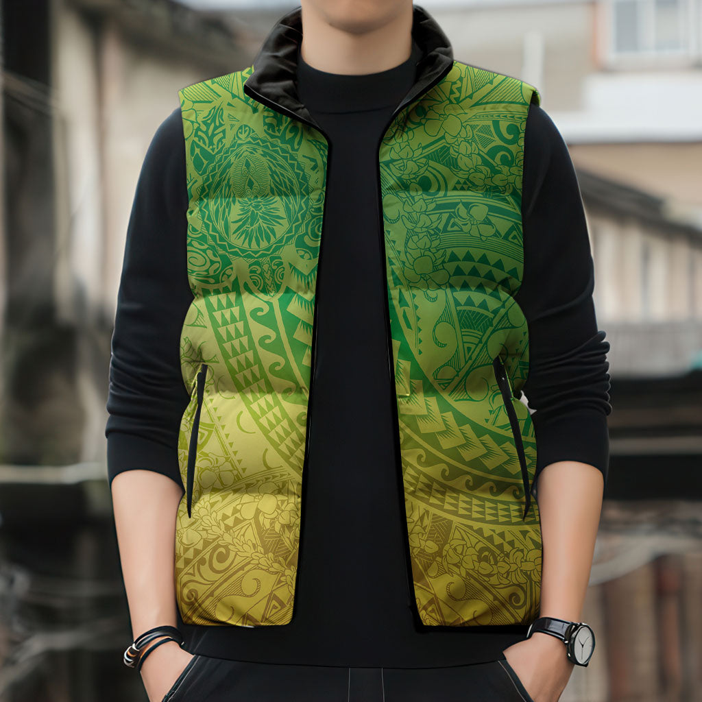 Hawaiian Turtles and Leis Sleeveless Puffer Jacket Tribal Kakau Pattern Fresh Summer Vibe LT03 - Polynesian Pride