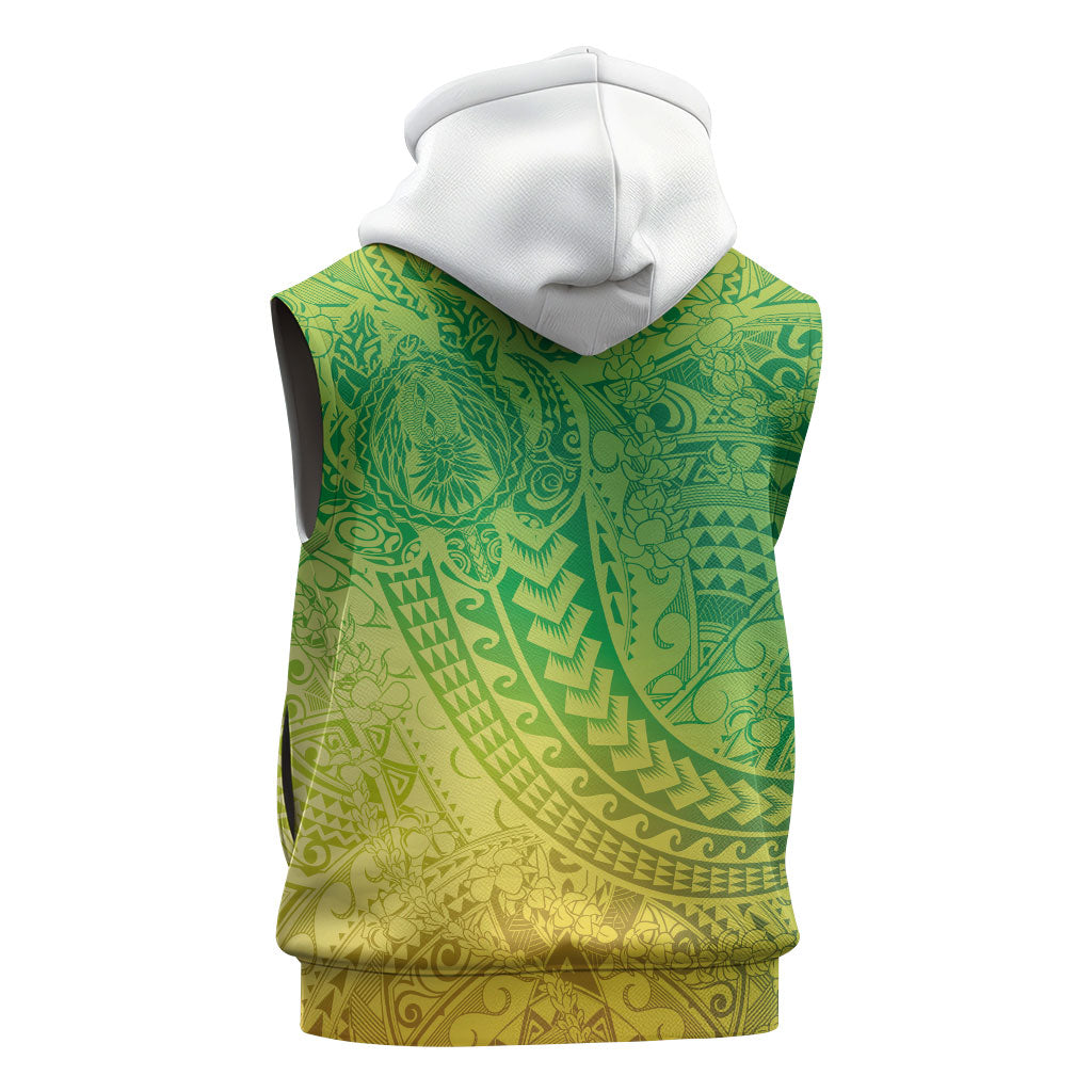 Hawaiian Turtles and Leis Sleeveless Zip Hoodie Tribal Kakau Pattern Fresh Summer Vibe LT03 - Polynesian Pride