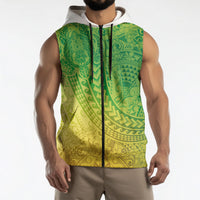 Hawaiian Turtles and Leis Sleeveless Zip Hoodie Tribal Kakau Pattern Fresh Summer Vibe LT03 - Polynesian Pride