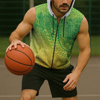 Hawaiian Turtles and Leis Sleeveless Zip Hoodie Tribal Kakau Pattern Fresh Summer Vibe LT03 - Polynesian Pride