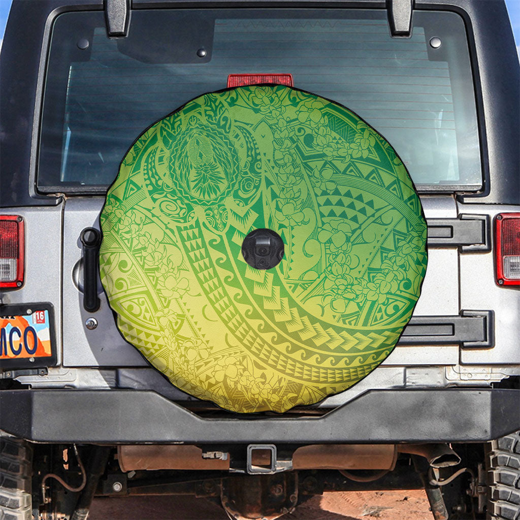 Hawaiian Turtles and Leis Spare Tire Cover Tribal Kakau Pattern Fresh Summer Vibe LT03 Green - Polynesian Pride