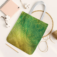 Hawaiian Turtles and Leis Tote Bag Tribal Kakau Pattern Fresh Summer Vibe LT03 White Strap One Size Green - Polynesian Pride