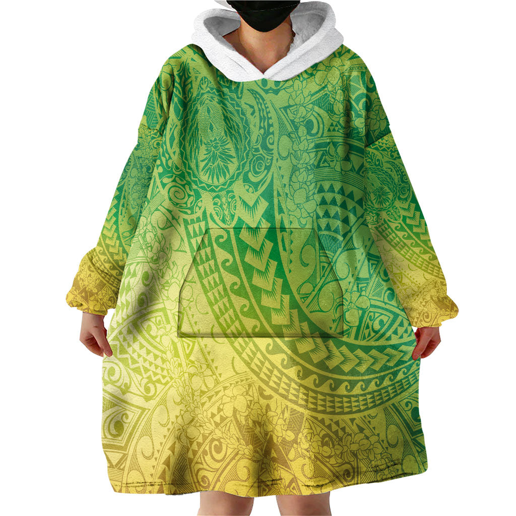 Hawaiian Turtles and Leis Wearable Blanket Hoodie Tribal Kakau Pattern Fresh Summer Vibe LT03 - Polynesian Pride