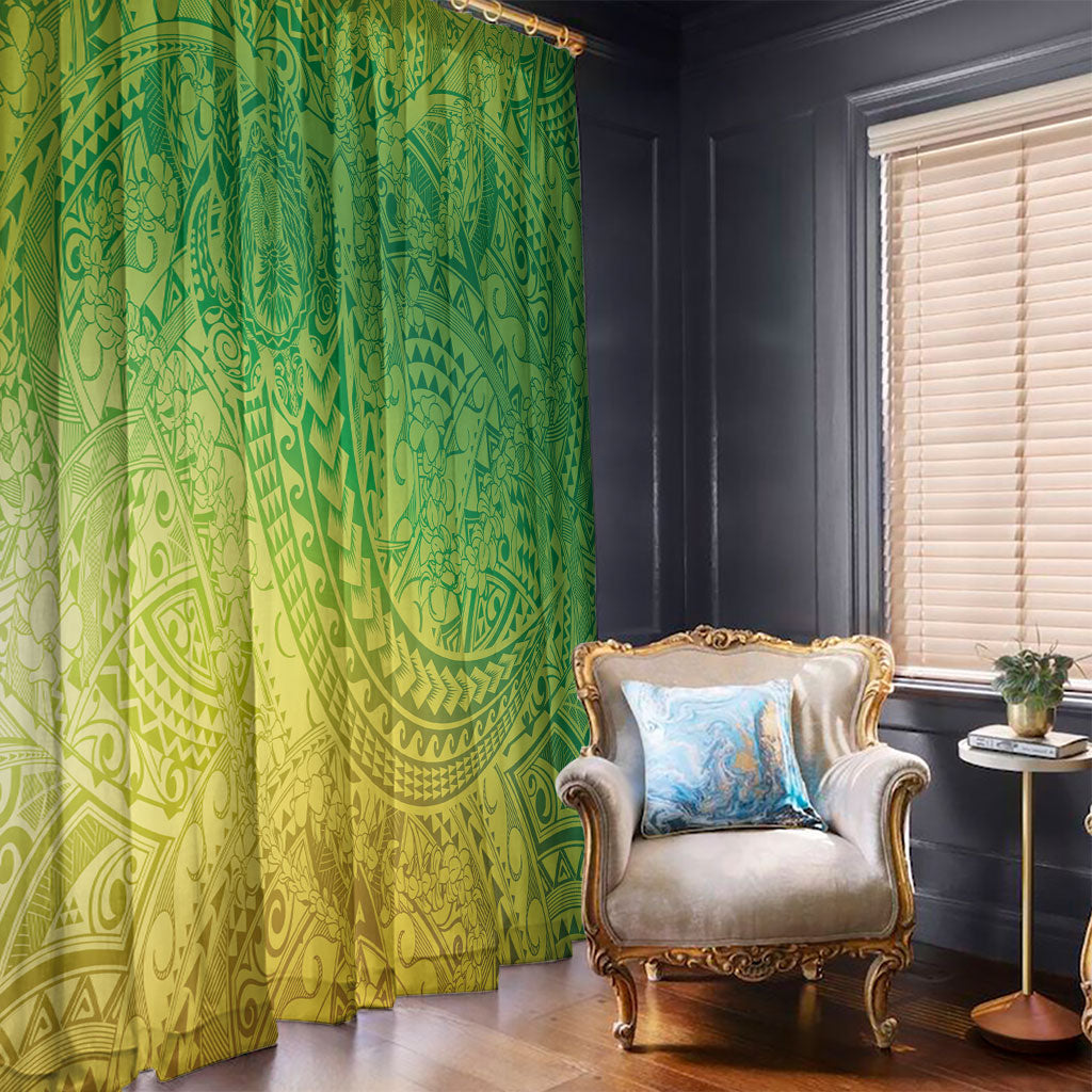 Hawaiian Turtles and Leis Window Curtain Tribal Kakau Pattern Fresh Summer Vibe LT03 - Polynesian Pride