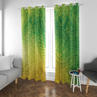 Hawaiian Turtles and Leis Window Curtain Tribal Kakau Pattern Fresh Summer Vibe LT03 With Grommets Green - Polynesian Pride