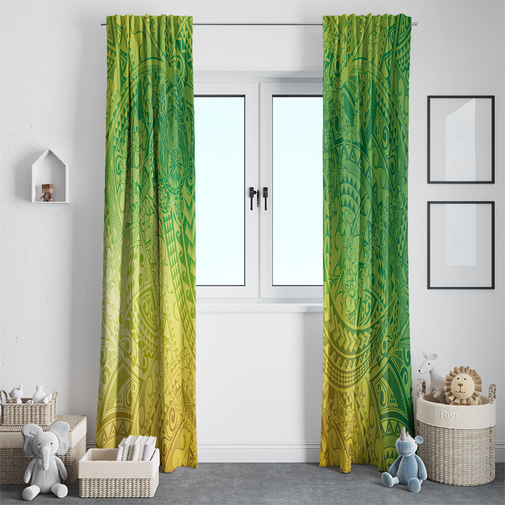 Hawaiian Turtles and Leis Window Curtain Tribal Kakau Pattern Fresh Summer Vibe LT03 - Polynesian Pride