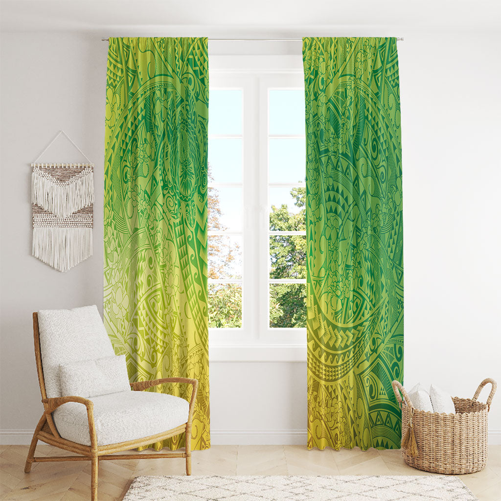 Hawaiian Turtles and Leis Window Curtain Tribal Kakau Pattern Fresh Summer Vibe LT03 - Polynesian Pride