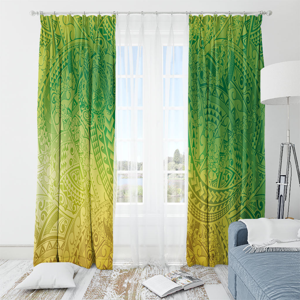 Hawaiian Turtles and Leis Window Curtain Tribal Kakau Pattern Fresh Summer Vibe LT03 - Polynesian Pride