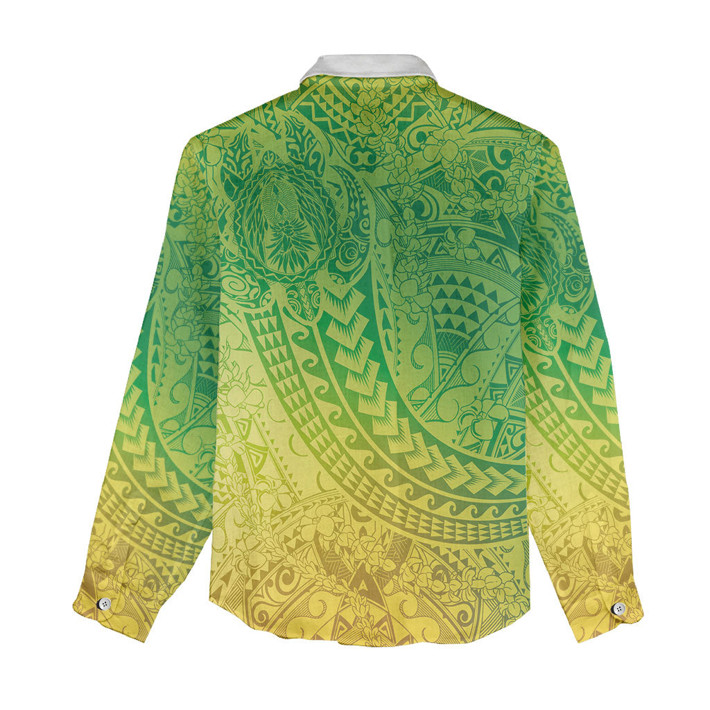 Hawaiian Turtles and Leis Women Casual Shirt Tribal Kakau Pattern Fresh Summer Vibe LT03 - Polynesian Pride