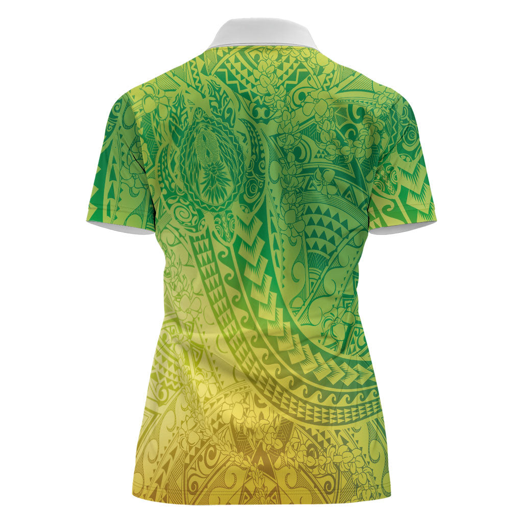 Hawaiian Turtles and Leis Women Polo Shirt Tribal Kakau Pattern Fresh Summer Vibe LT03 - Polynesian Pride