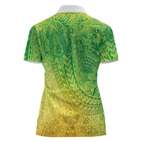 Hawaiian Turtles and Leis Women Polo Shirt Tribal Kakau Pattern Fresh Summer Vibe LT03 - Polynesian Pride