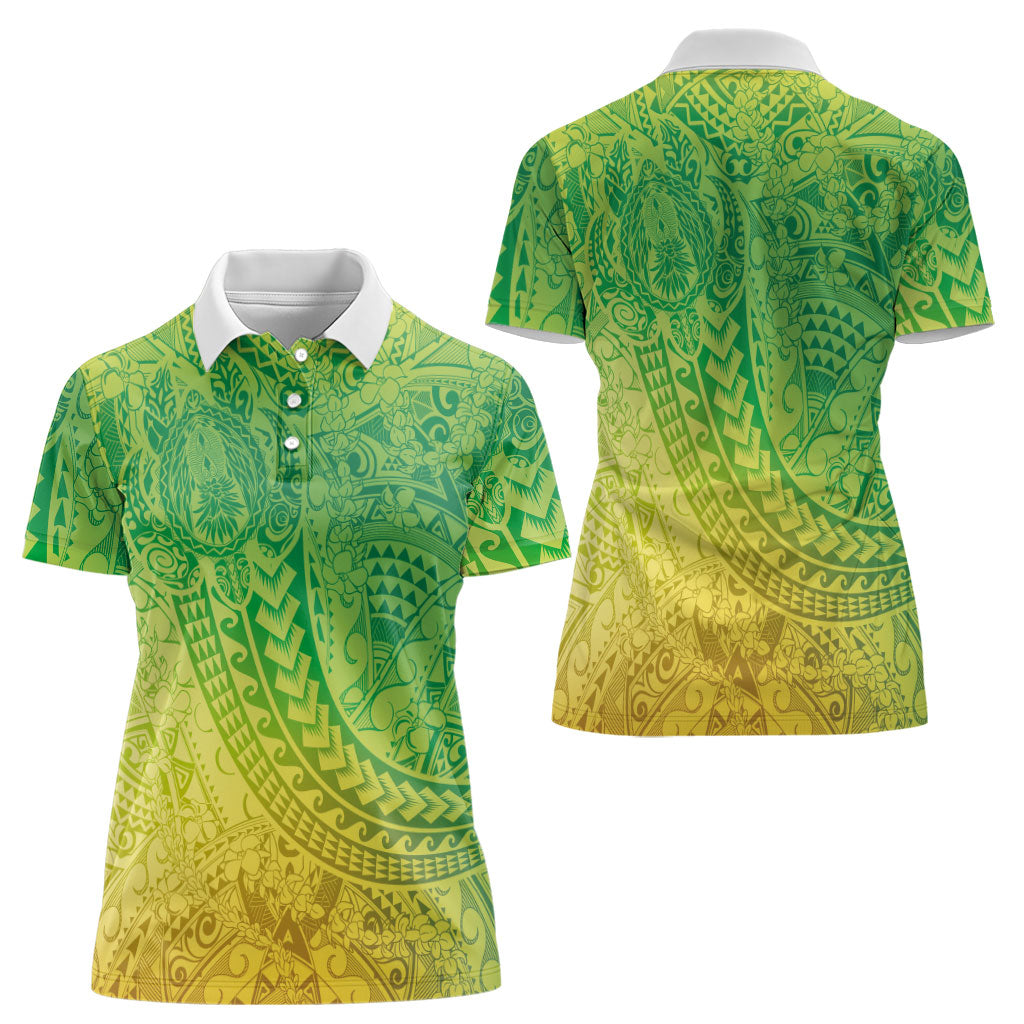 Hawaiian Turtles and Leis Women Polo Shirt Tribal Kakau Pattern Fresh Summer Vibe LT03 - Polynesian Pride