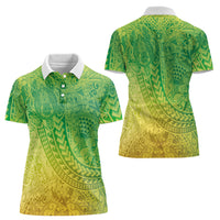Hawaiian Turtles and Leis Women Polo Shirt Tribal Kakau Pattern Fresh Summer Vibe LT03 - Polynesian Pride