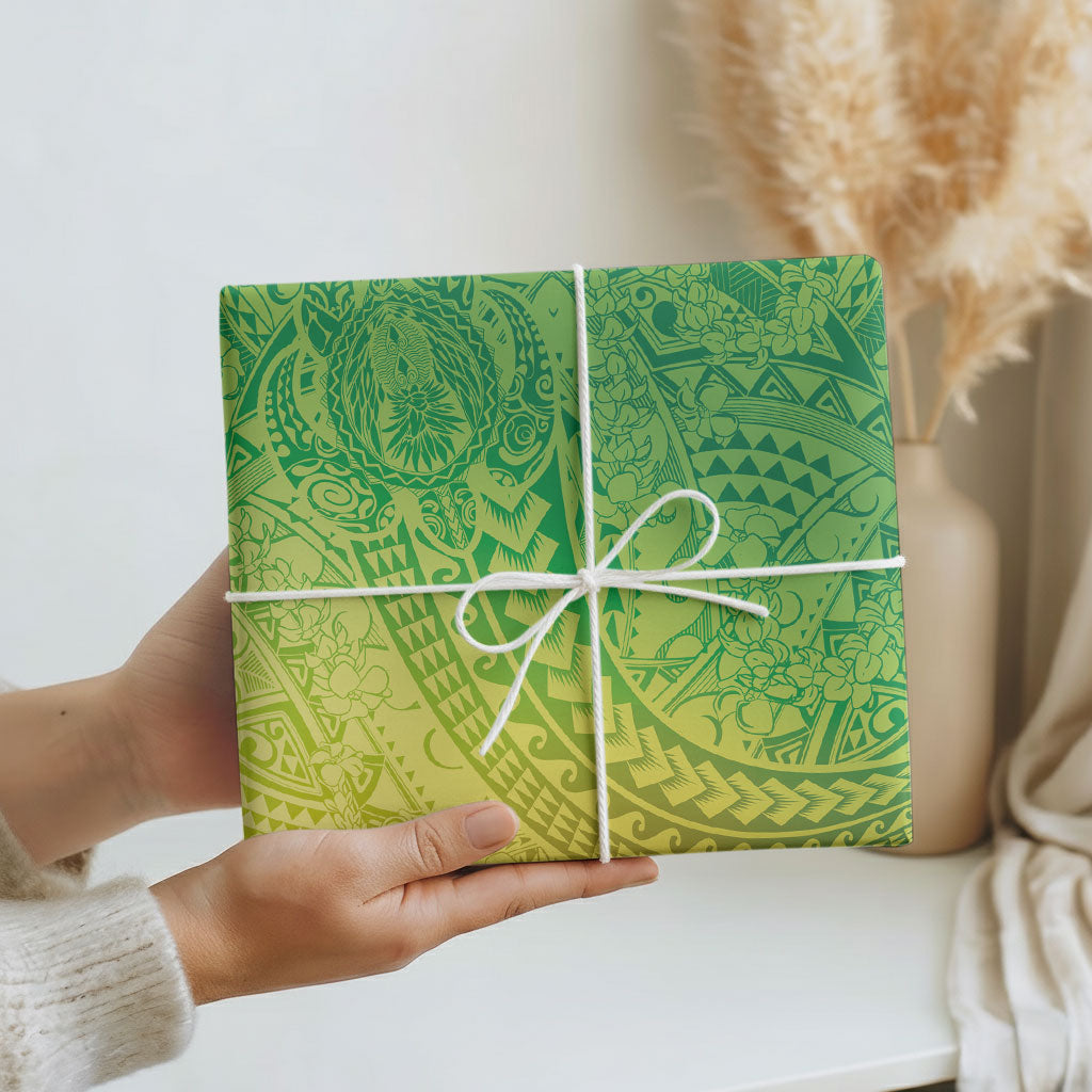 Hawaiian Turtles and Leis Wrapping Paper Tribal Kakau Pattern Fresh Summer Vibe LT03 - Polynesian Pride
