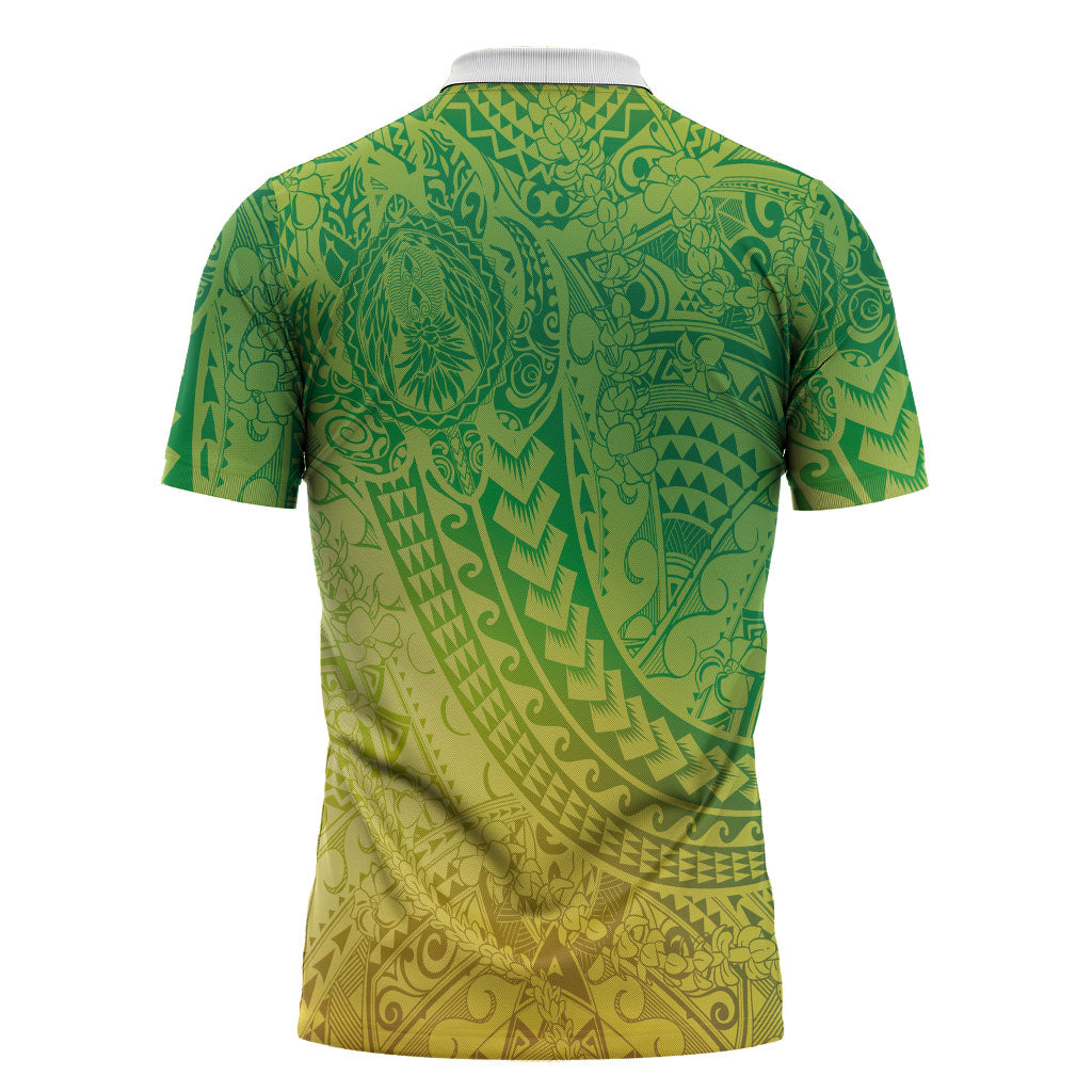 Hawaiian Turtles and Leis Zipper Polo Shirt Tribal Kakau Pattern Fresh Summer Vibe LT03 - Polynesian Pride