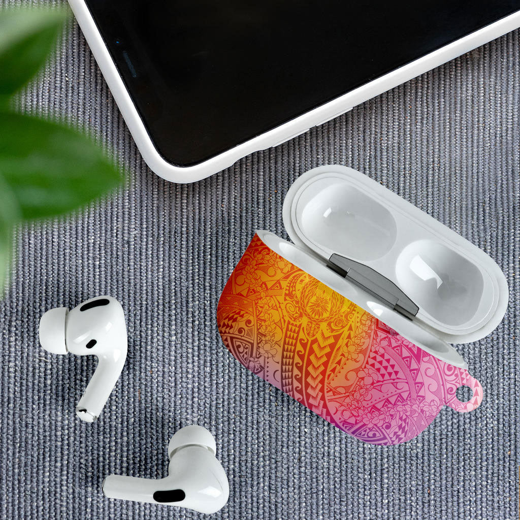 Hawaiian Turtles and Leis AirPods Case Tribal Kakau Pattern Magical Rainbow Sky LT03 - Polynesian Pride