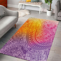 Hawaiian Turtles and Leis Area Rug Tribal Kakau Pattern Magical Rainbow Sky LT03 - Polynesian Pride