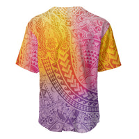 Hawaiian Turtles and Leis Baseball Jersey Tribal Kakau Pattern Magical Rainbow Sky LT03 - Polynesian Pride