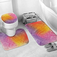 Hawaiian Turtles and Leis Bathroom Set Tribal Kakau Pattern Magical Rainbow Sky LT03 Mat Set Only (3 pcs) One Size Multicolor - Polynesian Pride
