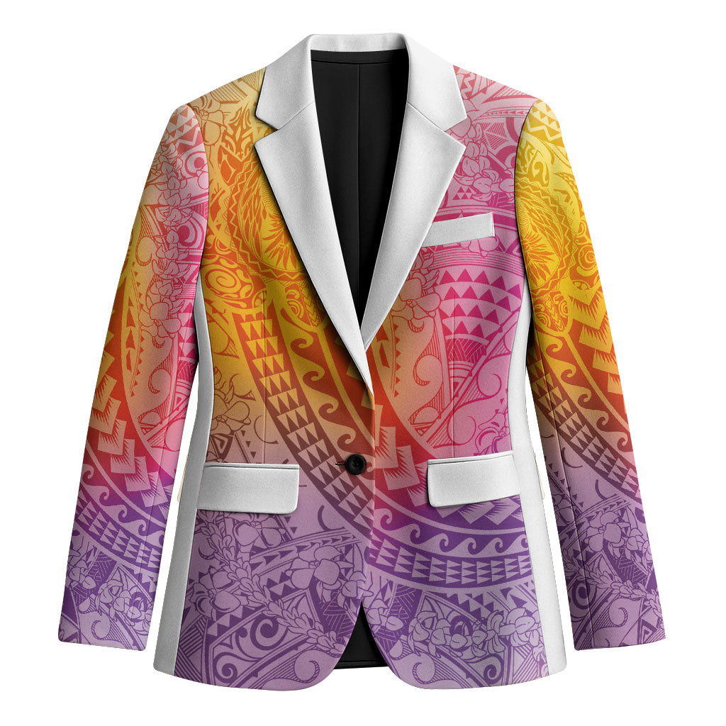 Hawaiian Turtles and Leis Blazer Tribal Kakau Pattern Magical Rainbow Sky LT03 Unisex Multicolor - Polynesian Pride