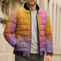 Hawaiian Turtles and Leis Bomber Puffer Jacket Tribal Kakau Pattern Magical Rainbow Sky LT03 - Polynesian Pride