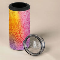 Hawaiian Turtles and Leis 4 in 1 Can Cooler Tumbler Tribal Kakau Pattern Magical Rainbow Sky LT03 - Polynesian Pride