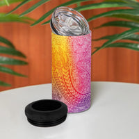 Hawaiian Turtles and Leis 4 in 1 Can Cooler Tumbler Tribal Kakau Pattern Magical Rainbow Sky LT03 - Polynesian Pride