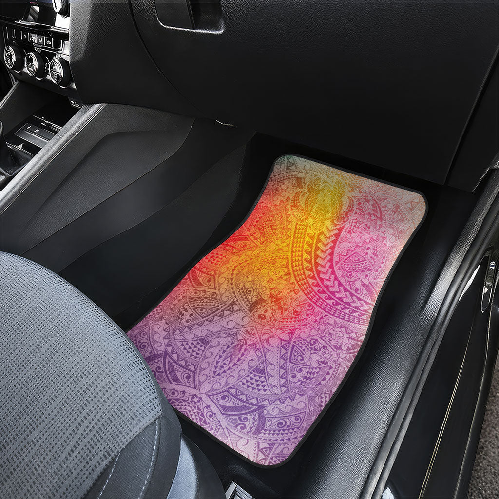 Hawaiian Turtles and Leis Car Mats Tribal Kakau Pattern Magical Rainbow Sky LT03 - Polynesian Pride