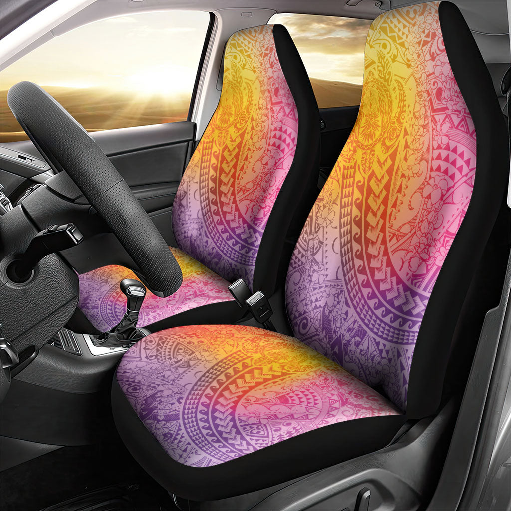 Hawaiian Turtles and Leis Car Seat Cover Tribal Kakau Pattern Magical Rainbow Sky LT03 - Polynesian Pride
