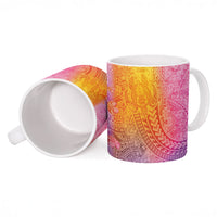 Hawaiian Turtles and Leis Ceramic Mug Tribal Kakau Pattern Magical Rainbow Sky LT03 - Polynesian Pride