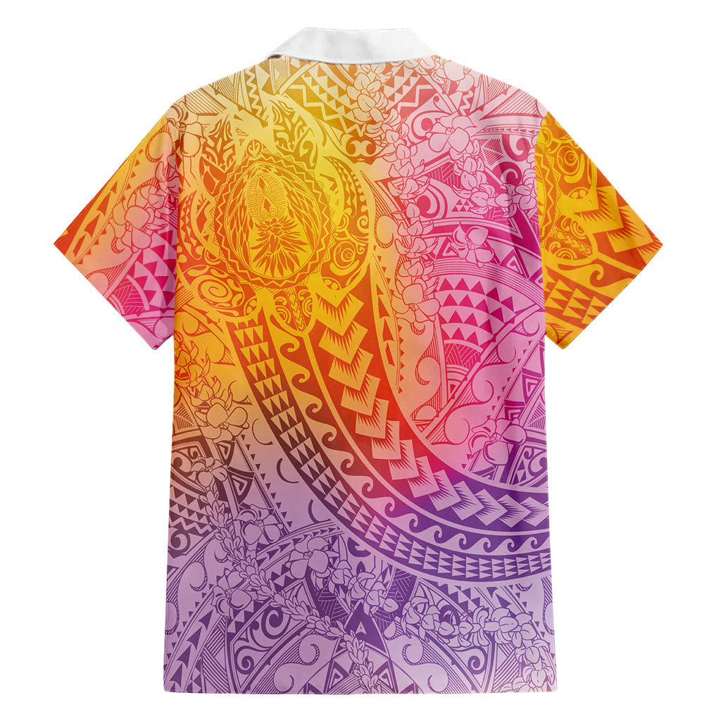Hawaiian Turtles and Leis Family Matching Mermaid Dress and Hawaiian Shirt Tribal Kakau Pattern Magical Rainbow Sky LT03 - Polynesian Pride