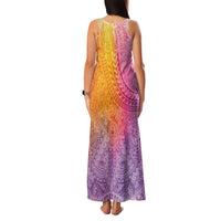 Hawaiian Turtles and Leis Family Matching Tank Maxi Dress and Hawaiian Shirt Tribal Kakau Pattern Magical Rainbow Sky LT03 - Polynesian Pride