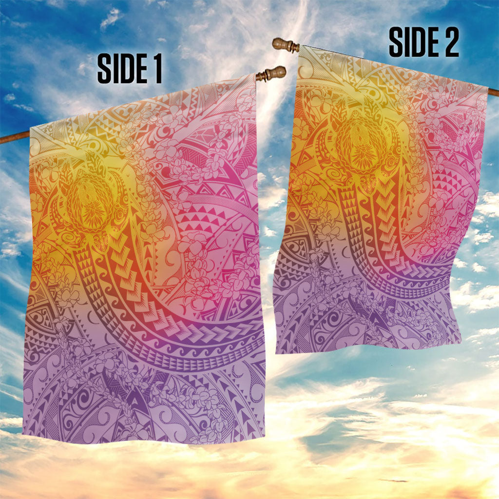 Hawaiian Turtles and Leis Garden Flag Tribal Kakau Pattern Magical Rainbow Sky LT03 - Polynesian Pride
