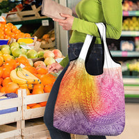 Hawaiian Turtles and Leis Grocery Bag Tribal Kakau Pattern Magical Rainbow Sky LT03 - Polynesian Pride