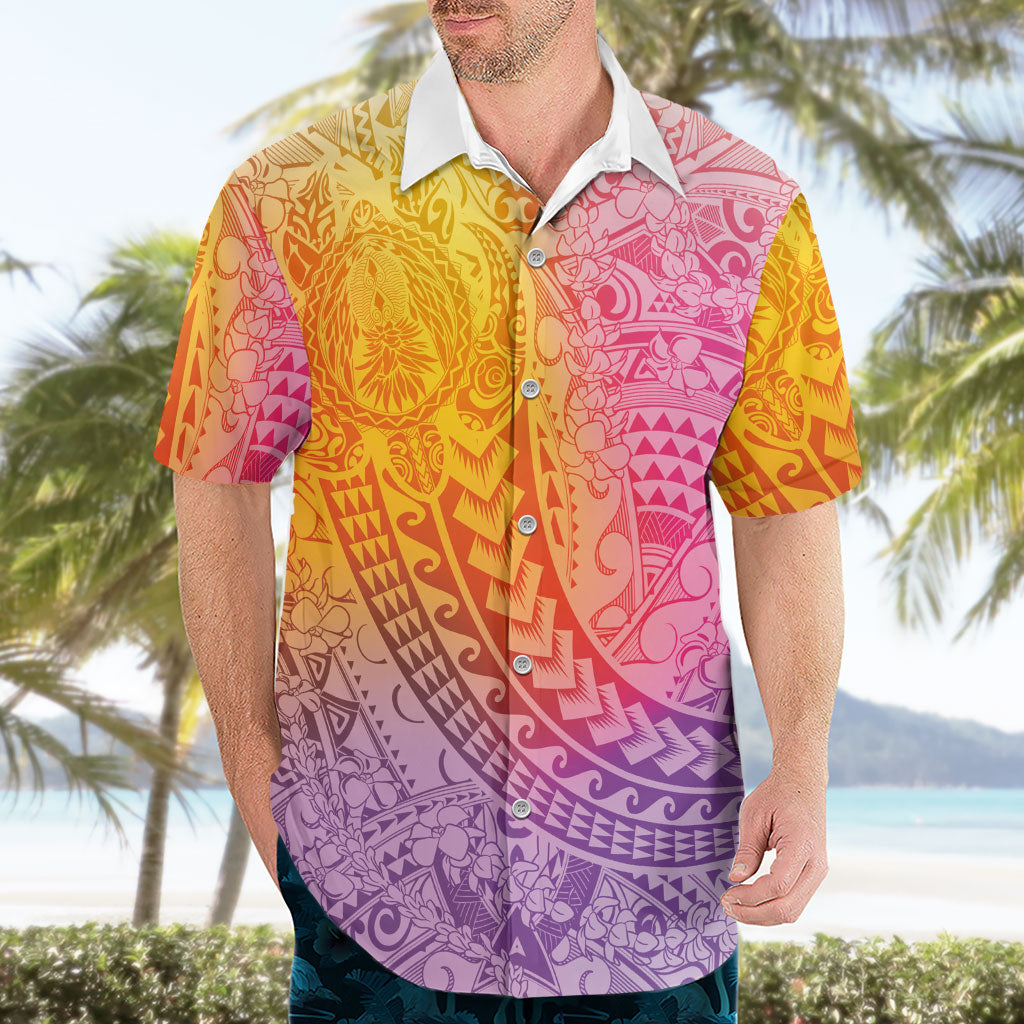 Hawaiian Turtles and Leis Hawaiian Shirt Tribal Kakau Pattern Magical Rainbow Sky LT03 - Polynesian Pride