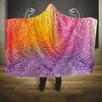 Hawaiian Turtles and Leis Hooded Blanket Tribal Kakau Pattern Magical Rainbow Sky LT03 - Polynesian Pride