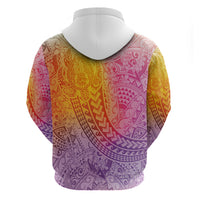 Hawaiian Turtles and Leis Hoodie Tribal Kakau Pattern Magical Rainbow Sky LT03 - Polynesian Pride