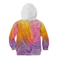 Hawaiian Turtles and Leis Kid Hoodie Tribal Kakau Pattern Magical Rainbow Sky LT03 - Polynesian Pride