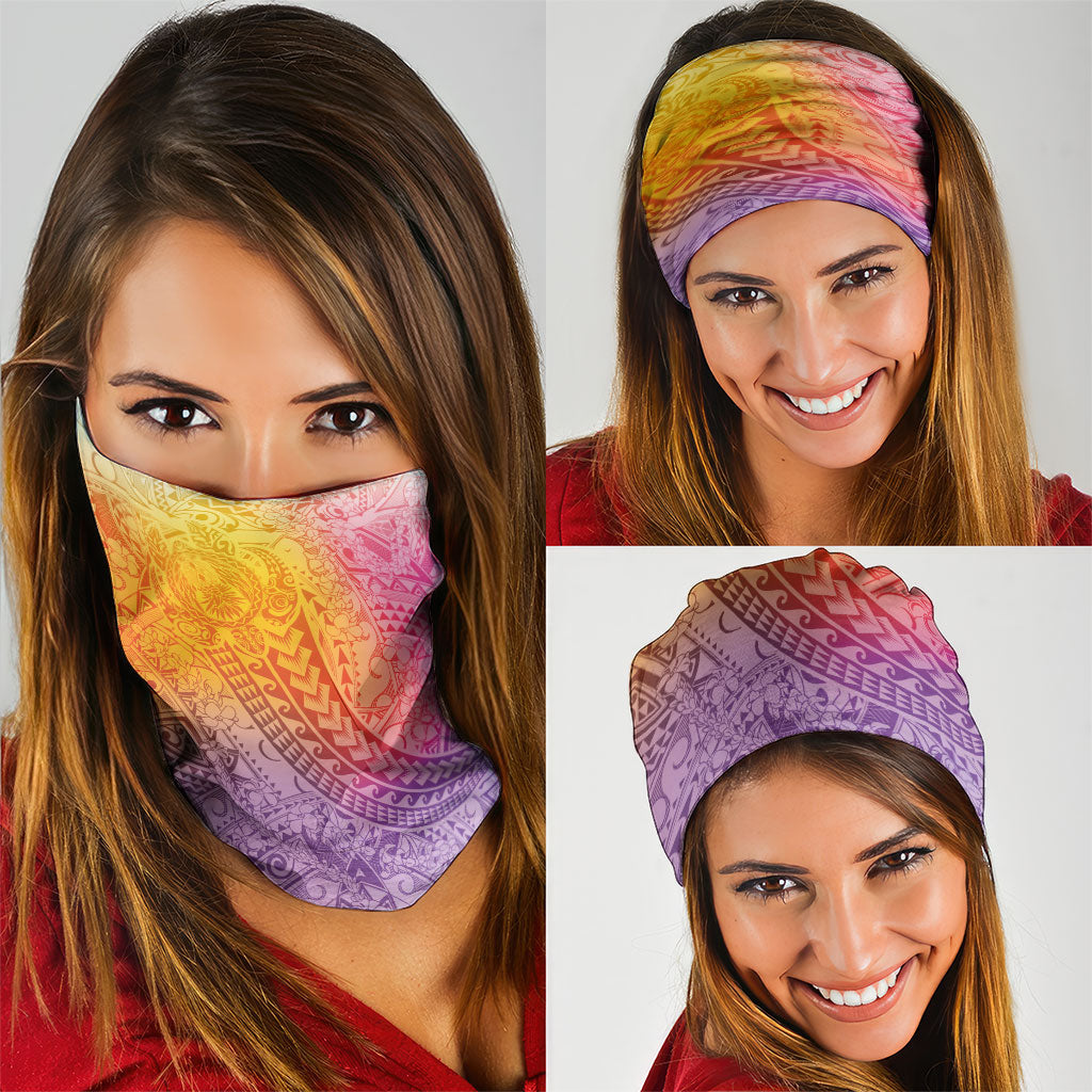 Hawaiian Turtles and Leis Neck Gaiter Tribal Kakau Pattern Magical Rainbow Sky LT03 - Polynesian Pride