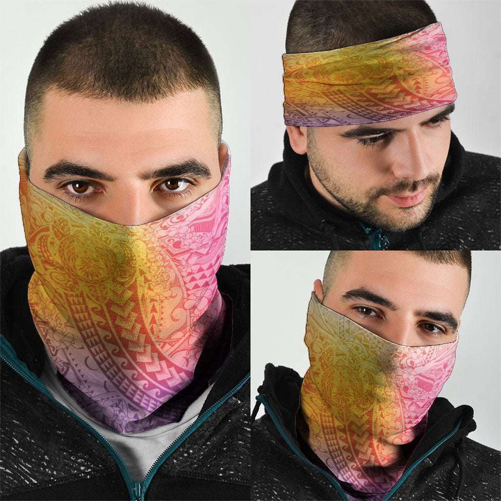 Hawaiian Turtles and Leis Neck Gaiter Tribal Kakau Pattern Magical Rainbow Sky LT03 - Polynesian Pride