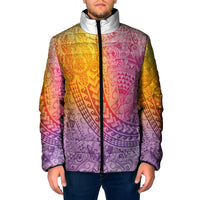 Hawaiian Turtles and Leis Padded Jacket Tribal Kakau Pattern Magical Rainbow Sky LT03 Men Multicolor - Polynesian Pride