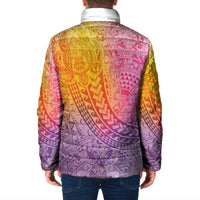 Hawaiian Turtles and Leis Padded Jacket Tribal Kakau Pattern Magical Rainbow Sky LT03 - Polynesian Pride
