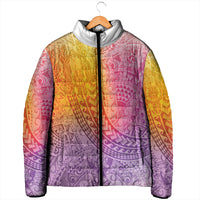 Hawaiian Turtles and Leis Padded Jacket Tribal Kakau Pattern Magical Rainbow Sky LT03 - Polynesian Pride