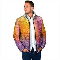 Hawaiian Turtles and Leis Padded Jacket Tribal Kakau Pattern Magical Rainbow Sky LT03 - Polynesian Pride