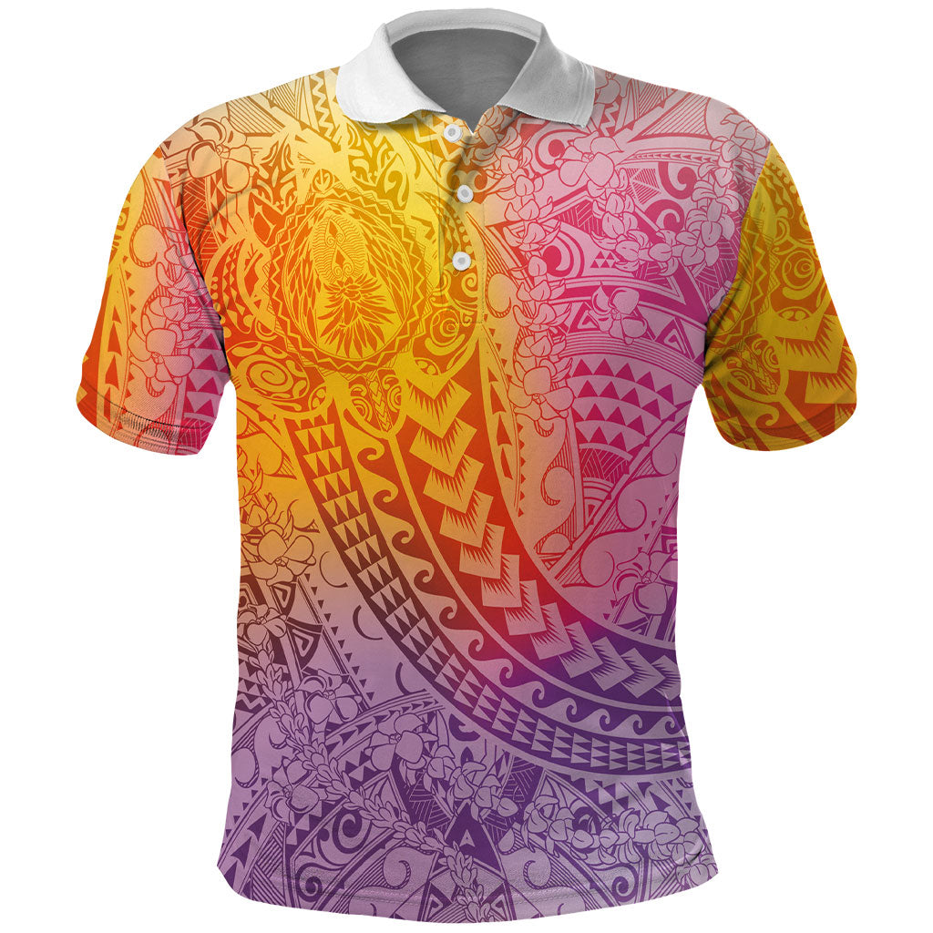 Hawaiian Turtles and Leis Polo Shirt Tribal Kakau Pattern Magical Rainbow Sky LT03 Multicolor - Polynesian Pride