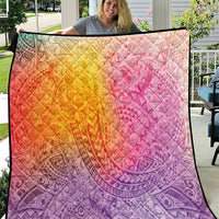 Hawaiian Turtles and Leis Quilt Tribal Kakau Pattern Magical Rainbow Sky LT03 Multicolor - Polynesian Pride
