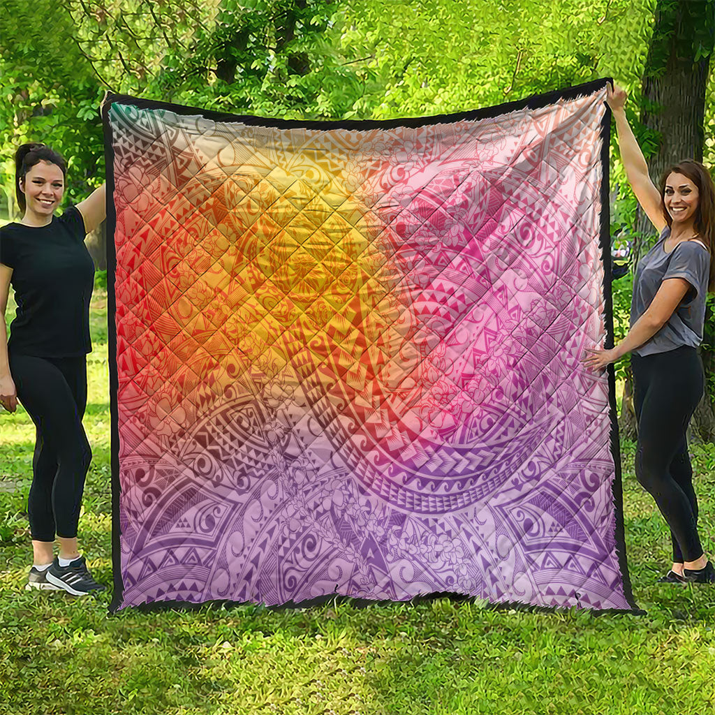 Hawaiian Turtles and Leis Quilt Tribal Kakau Pattern Magical Rainbow Sky LT03 - Polynesian Pride