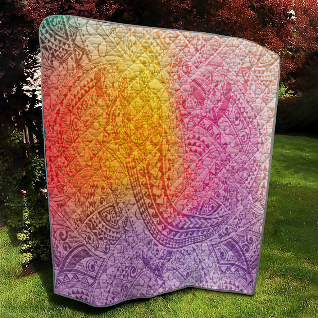 Hawaiian Turtles and Leis Quilt Tribal Kakau Pattern Magical Rainbow Sky LT03 - Polynesian Pride
