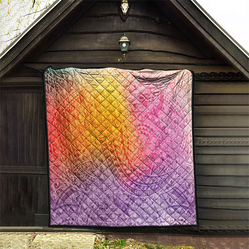Hawaiian Turtles and Leis Quilt Tribal Kakau Pattern Magical Rainbow Sky LT03 - Polynesian Pride